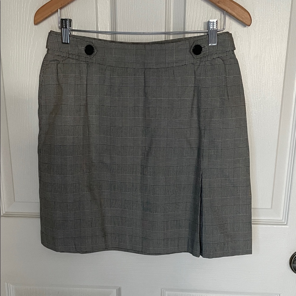 Ann Taylor Gray Checkered Mini Skirt